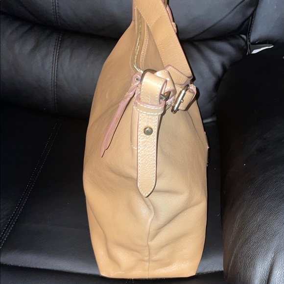 Dooney & Bourke Hobo Saaffiano Tan Leather Women's Bag 16”W x 11”H - Picture 5 of 12